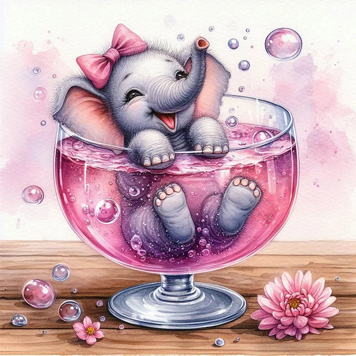 Cute Elephant in a Glass