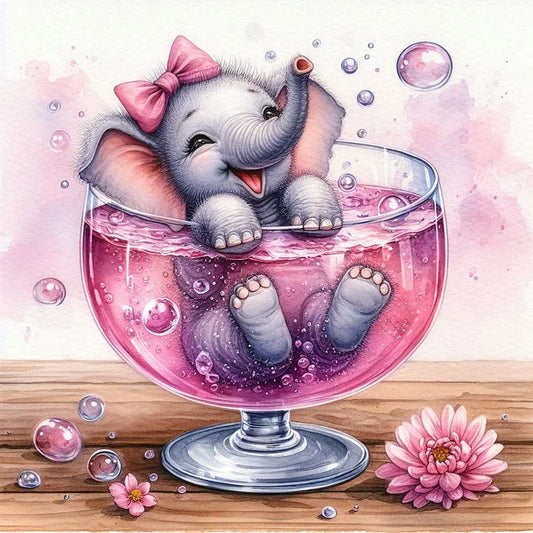 Cute Elephant in a Glass