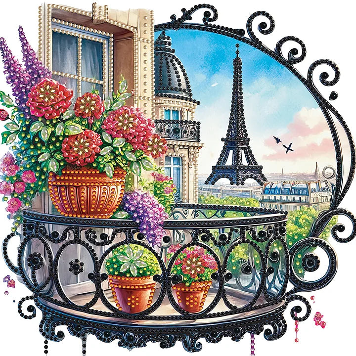 Garden Balcony Looking At The Eiffel Tower From Afar