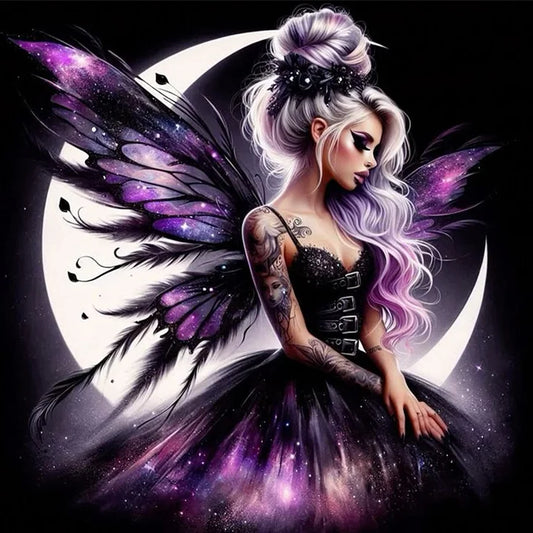 Butterfly Girl And Moon