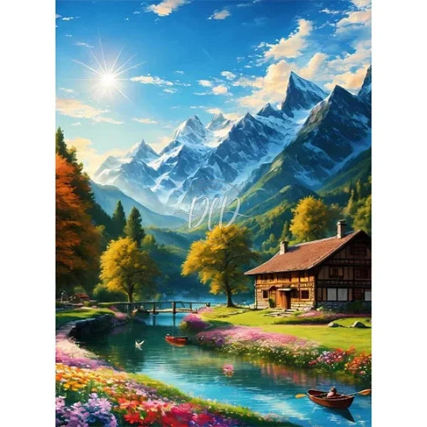 Mountain Stream 30*40Cm(Canvas) Full Round Drill Diamond Painting
