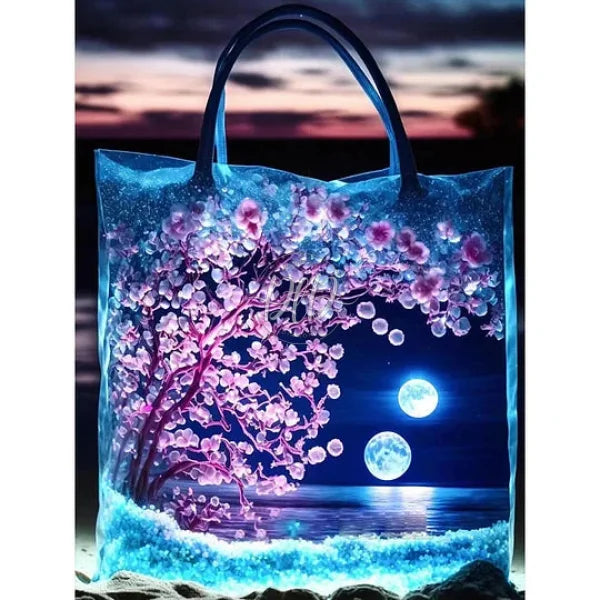 Peach Blossom Moon In The Bag 30*40Cm(Canvas) Full Round Drill Diamond Painting