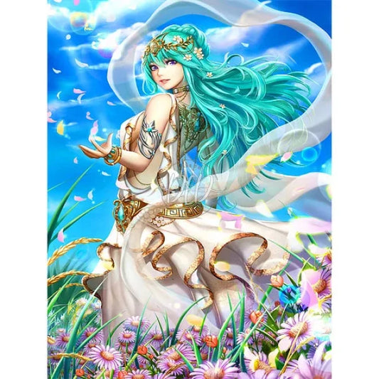 Princess With Green Hair 30*40Cm(Canvas) Full Round Drill Diamond Painting