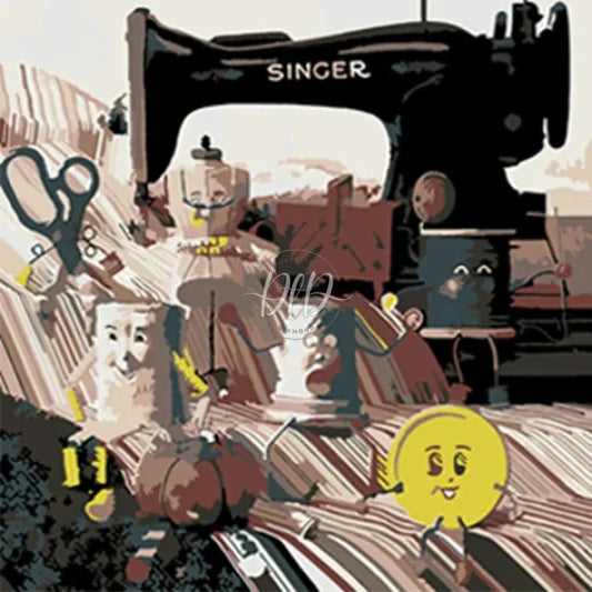 Sewing Machine 20*20Cm Paint By Numbers