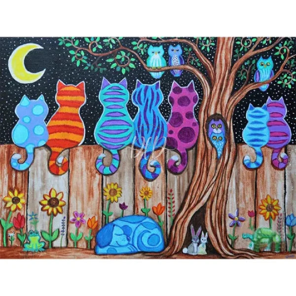Colorful Cats Sitting In Rows