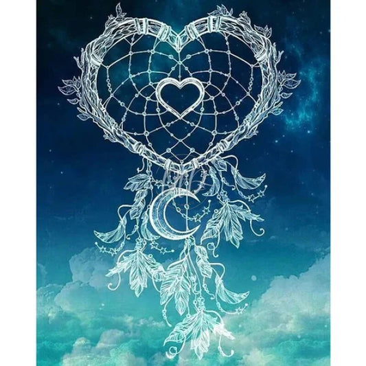 Heart Shaped Dream Catcher 30*40Cm(Canvas) Full Round Drill Diamond Painting