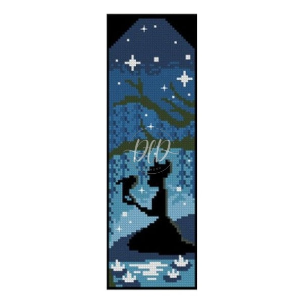 18X6Cm Cotton Diy Bookmark 12Ct Counted Night View Kit Cross Stitch (B)