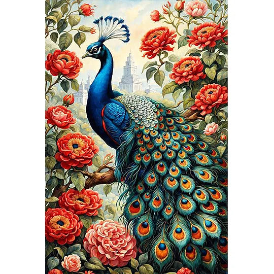 Peacock On Flower Tree