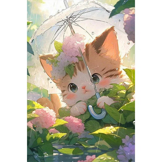 Cat Holding Umbrella
