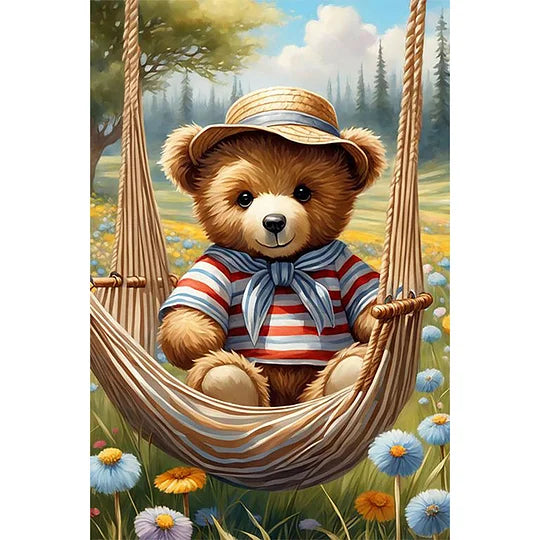 Little Bear Sitting On The Swing