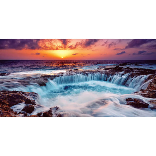 Painting Sunset Waterfall