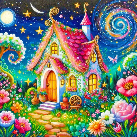 Fantasy Cartoon Night House 55*55cm(canvas) full round drill(50 colors) diamond painting