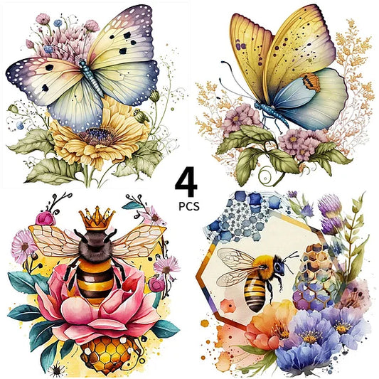 (4pcs)Butterfly And Bee
