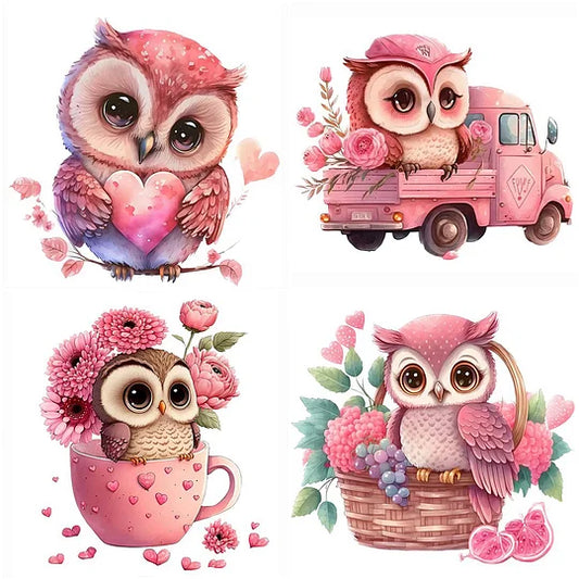 (4pcs)Pink Owl