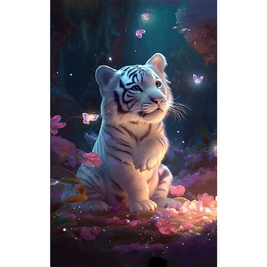 Little White Tiger In The Forest