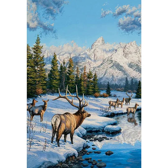 Animals At The Foot Of The Snow Mountain