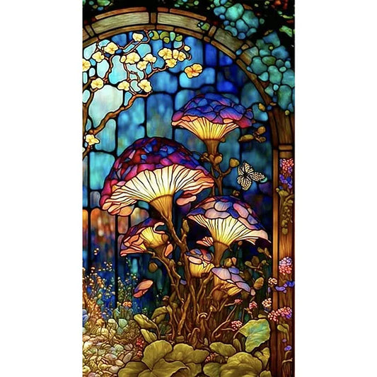 Mushroom Flower Glass Painting