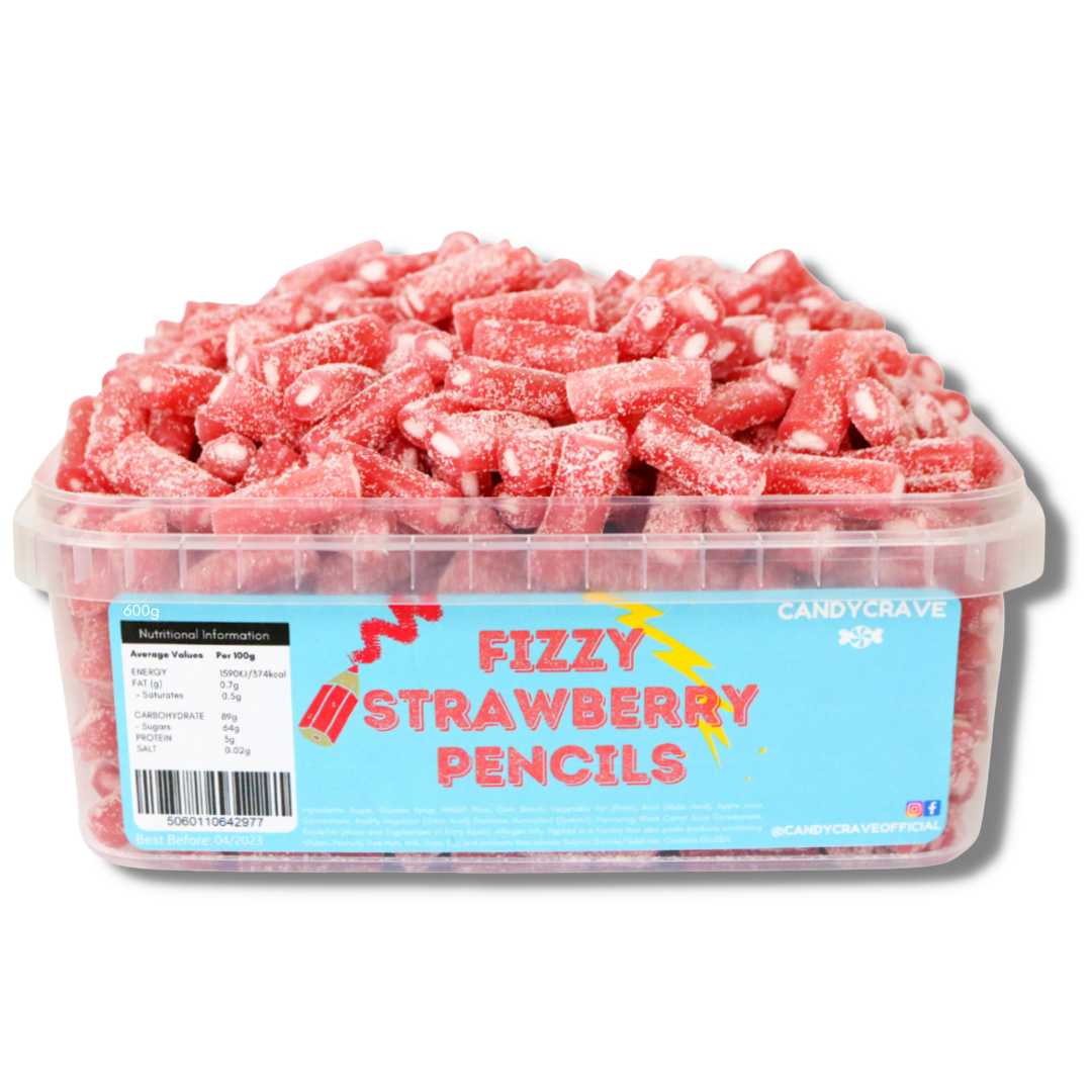 Candycrave Fizzy Strawberry Pencils Tub