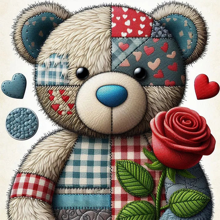Patchy Roses Teddy Bear