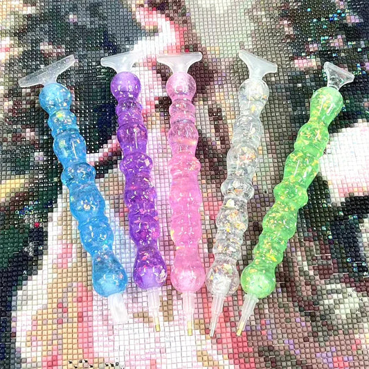 5D Cross Stitch Diamond Rhinestone Beads Picker with Metal Tips Diamond Painting Pen Drill Bead Dot Pens with 5 Replacement Head