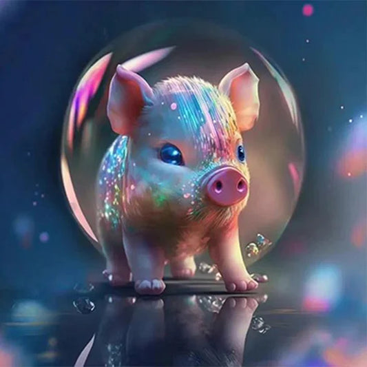 Fantasy Cartoon Piggy Crystal Ball