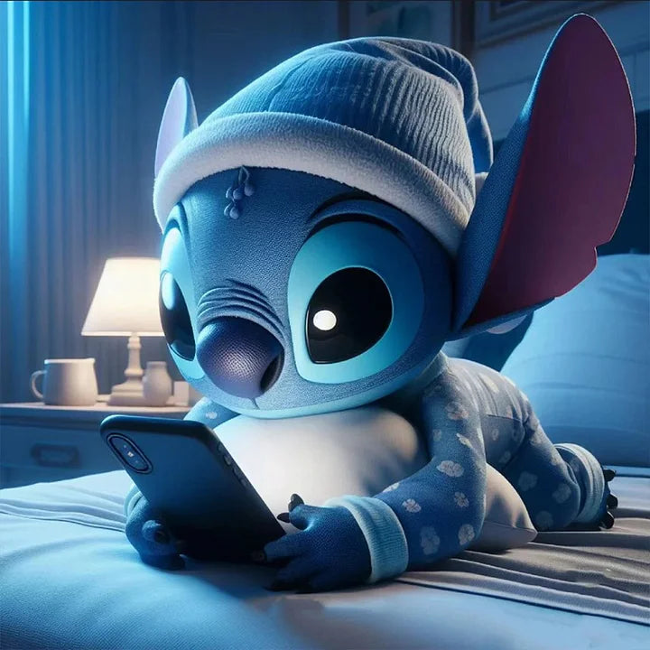 Stitch Playing With Mobile Phone