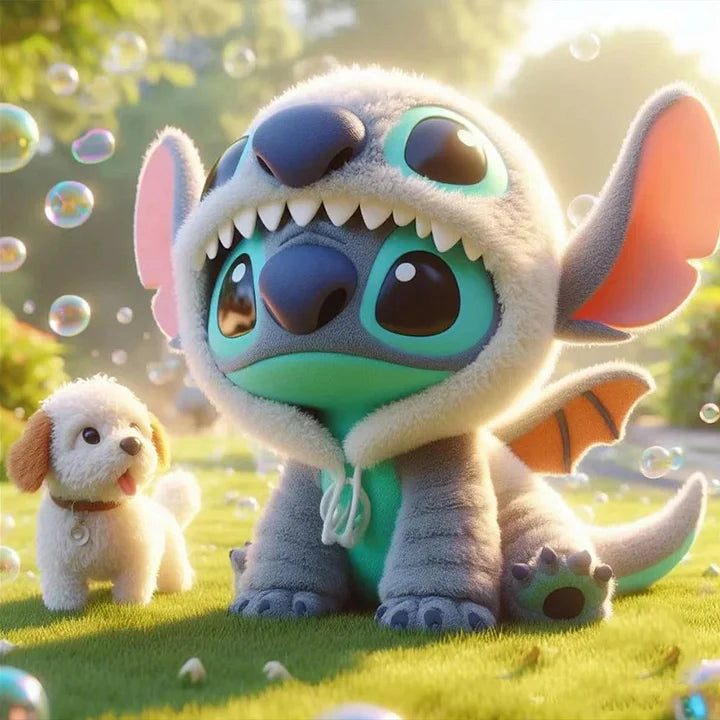 Stitch Playing In The Garden