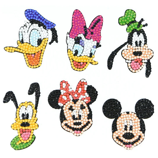 6pcs Color Animal DIY Round Self-adhesive Stickers Diamond Painting Kit