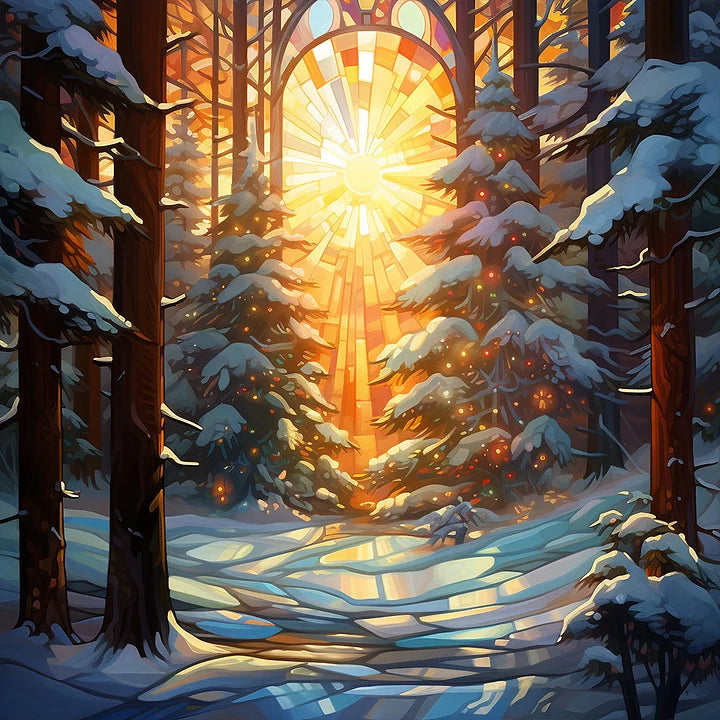 Christmas Atmosphere Glass Painting