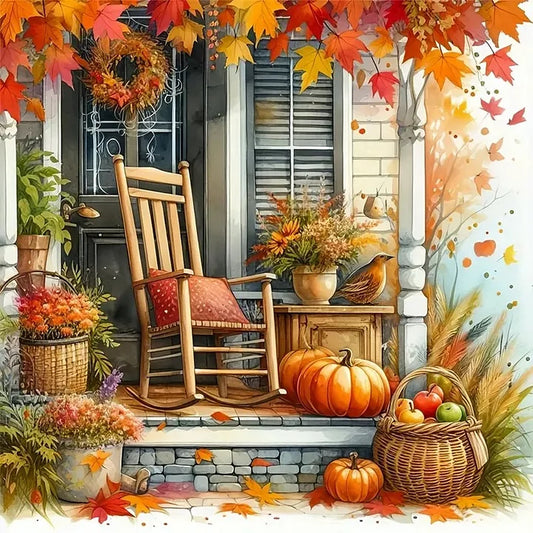 Cozy Autumn Porch 40*40cm(canvas) full round drill(40 colors) diamond painting