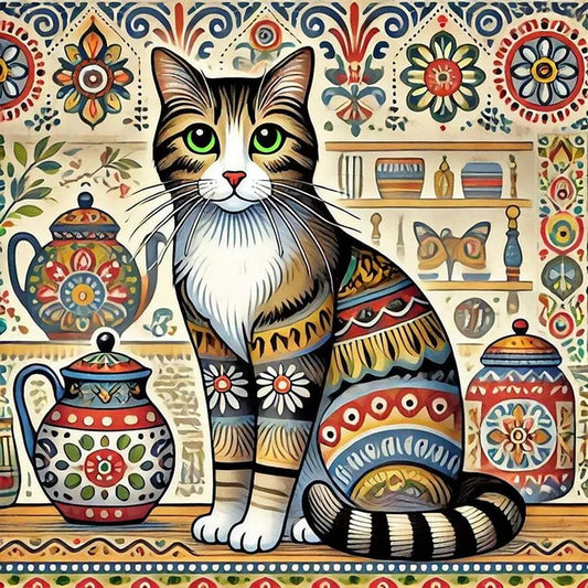 Mandala Kitten 40*40cm(canvas) full round drill diamond painting