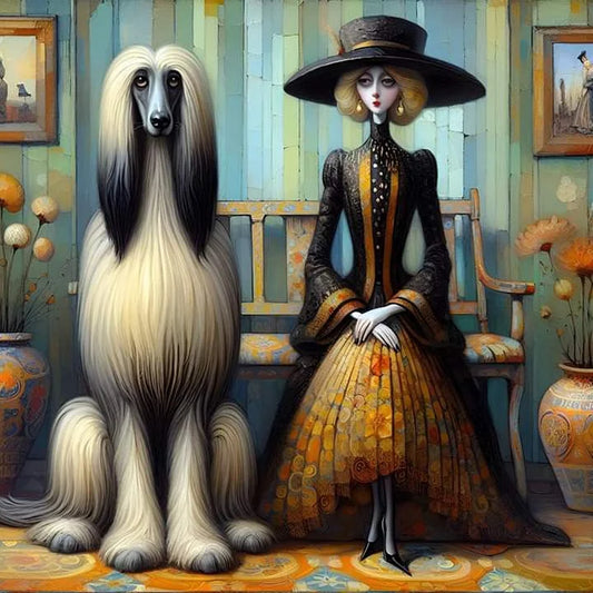 Afghan Hound And Lady