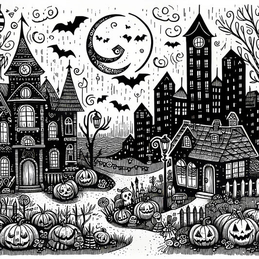 Black And White Halloween Night