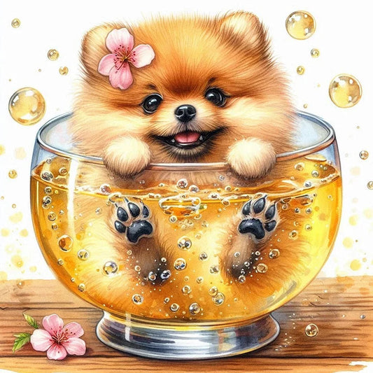 Cute dog in a Glass
