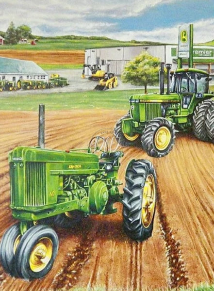 Green Tractors 30*40Cm(Canvas) Full Round Drill Diamond Painting