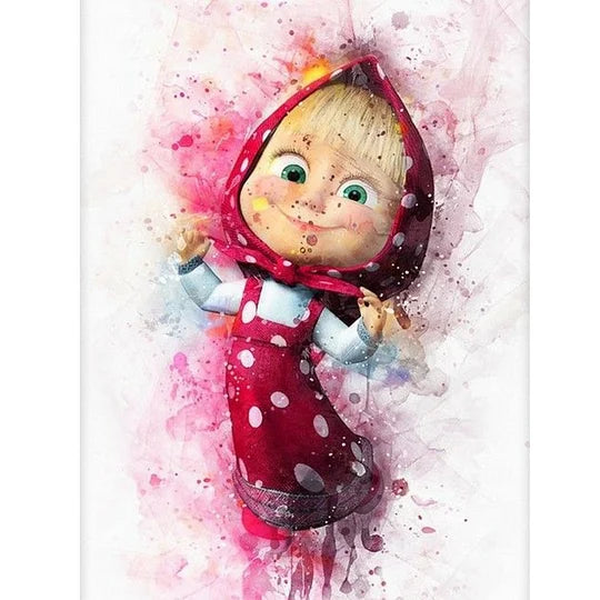 Masha And The Bear Watercolor Ink Painting