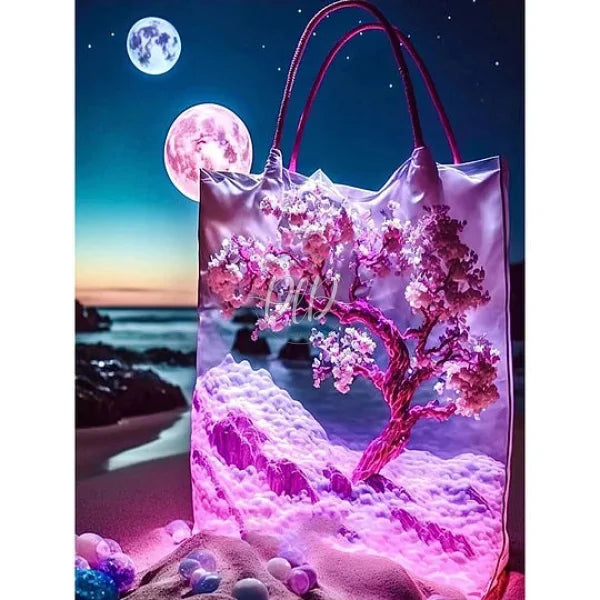 Peach Blossom Moon In The Bag 30*40Cm(Canvas) Full Round Drill Diamond Painting