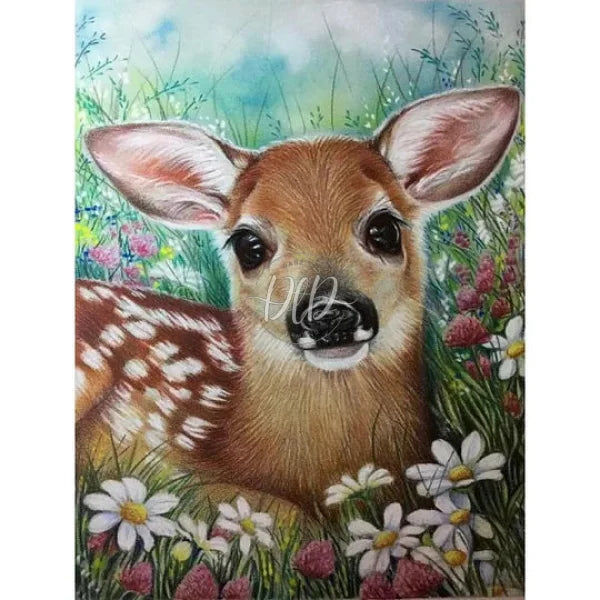 Sika Deer 30*40Cm(Canvas) Full Round Drill Diamond Painting