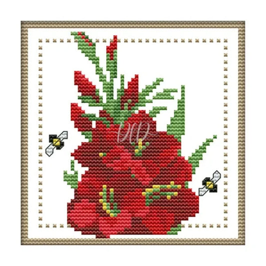 12 Months Flower August - 11Ct Stamped Cross Stitch 21*21Cm