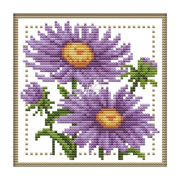 12 Months Flower September - 11Ct Stamped Cross Stitch 21*21Cm