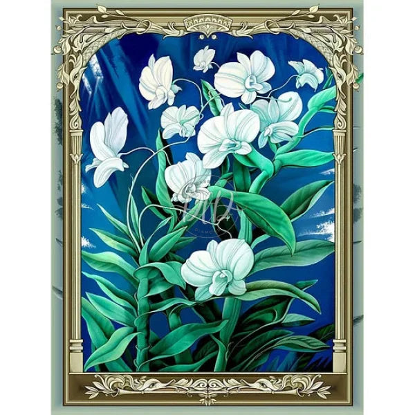 Artistic Flowers Blooming In Metal Picture Frame