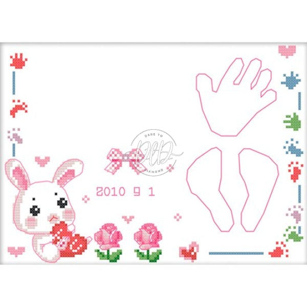 Baby Birth Certificate Partial 14Ct Counted Canvas(29*21Cm) Cross Stitch