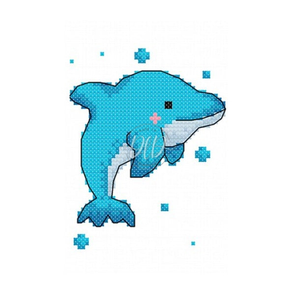 Baby Dolphin - 11Ct Stamped Cross Stitch 25*20Cm