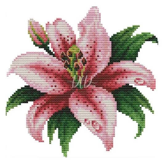 Bloom Lily Threads 14Ct Pre-Stamped Canvas(21*20Cm) Cross Stitch