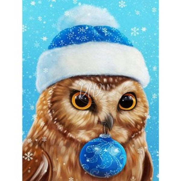 Blue Christmas Ball Owl