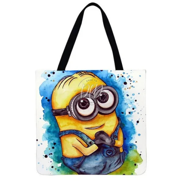 Cartoon Character Linen Tote Bag