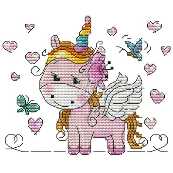 Cartoon Horse 14Ct Pre-Stamped Canvas(16*14Cm) Cross Stitch