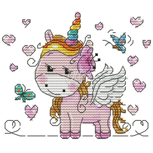 Cartoon Unicorn Partial 11Ct Counted Canvas(20*18Cm) Cross Stitch