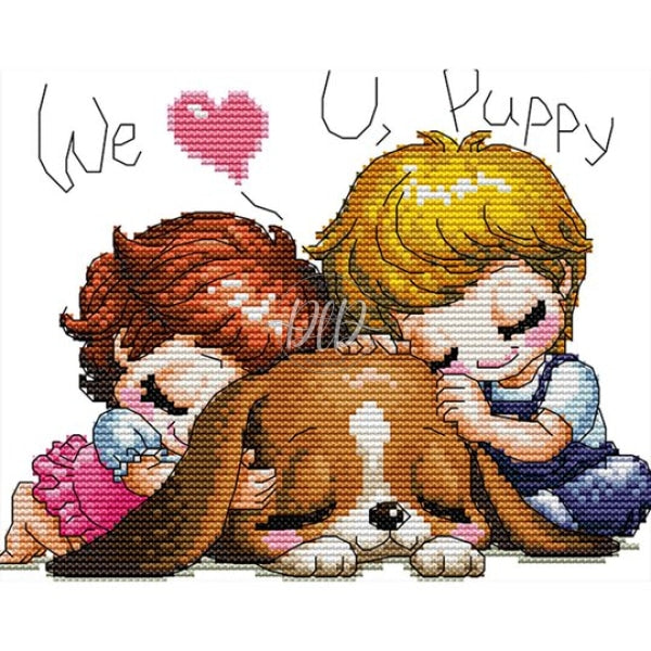 Cartoon We Fell Asleep 14Ct Pre-Stamped Canvas(25*19Cm) Cross Stitch