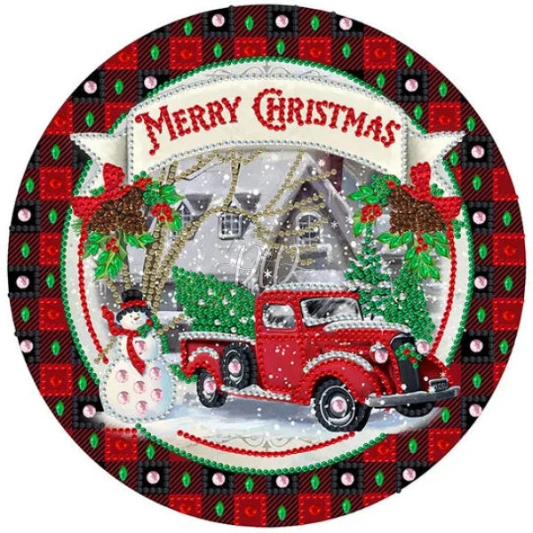 Christimas Red Car 30*30Cm(Canvas) Special Shaped Drill Diamond Painting